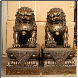 鑄銅關(guān)公 宮門銅獅子一對