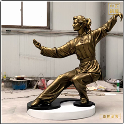 純銅美女練太極人物銅雕 純銅美女練太極人物銅雕