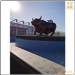 鑄銅關(guān)公 大型鎏金銅牛定制