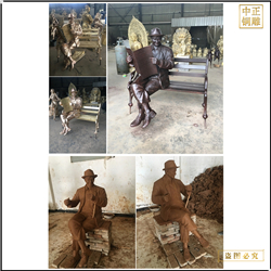 鑄銅關(guān)公 純銅步行街看書人物雕塑