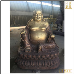 戶(hù)外寺廟供奉彌勒佛銅像