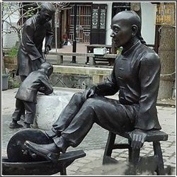 鑄銅關(guān)公 室外中醫(yī)碾藥景觀銅像