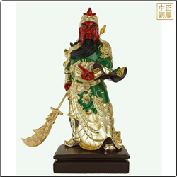 鑄銅關(guān)公 彩繪貼金紅臉關(guān)公雕像